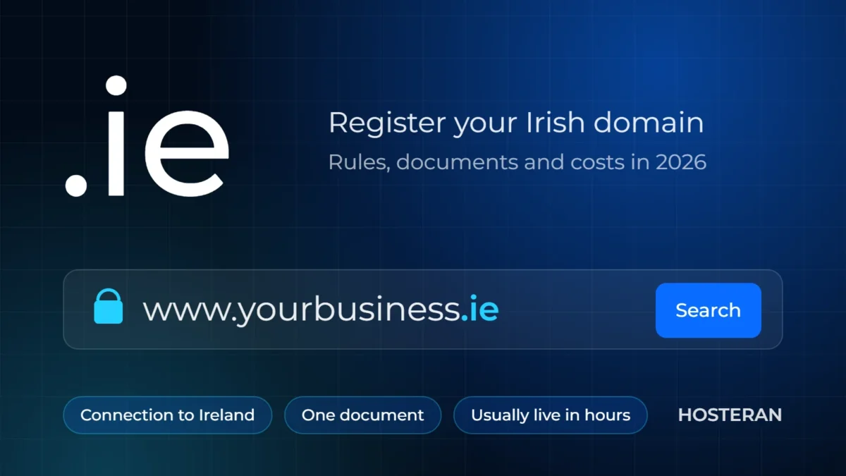 Register a .ie domain: www.yourbusiness.ie in a domain search bar