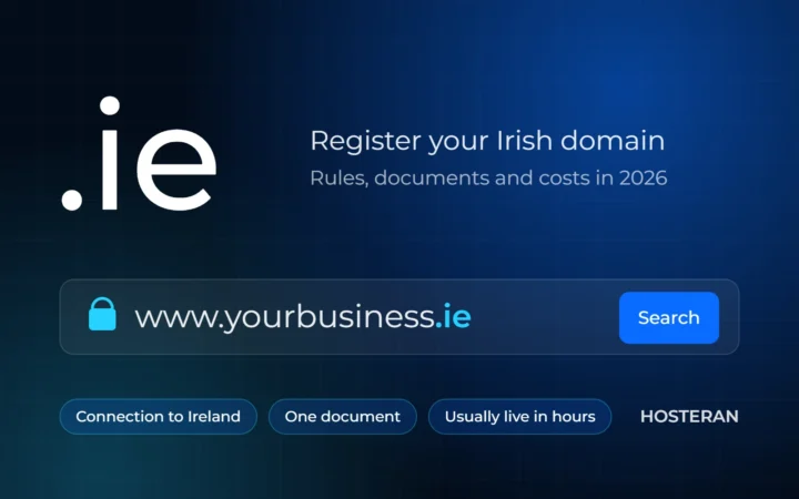 Register a .ie domain: www.yourbusiness.ie in a domain search bar